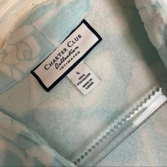 Charter Club L blue/white floral zip long robe - Picture 8 of 8